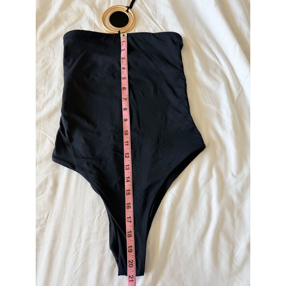 Zara Black Bodysuit Gold Medallion Necklace Halter Backless Gently Worn Sz S - Picture 3 of 4